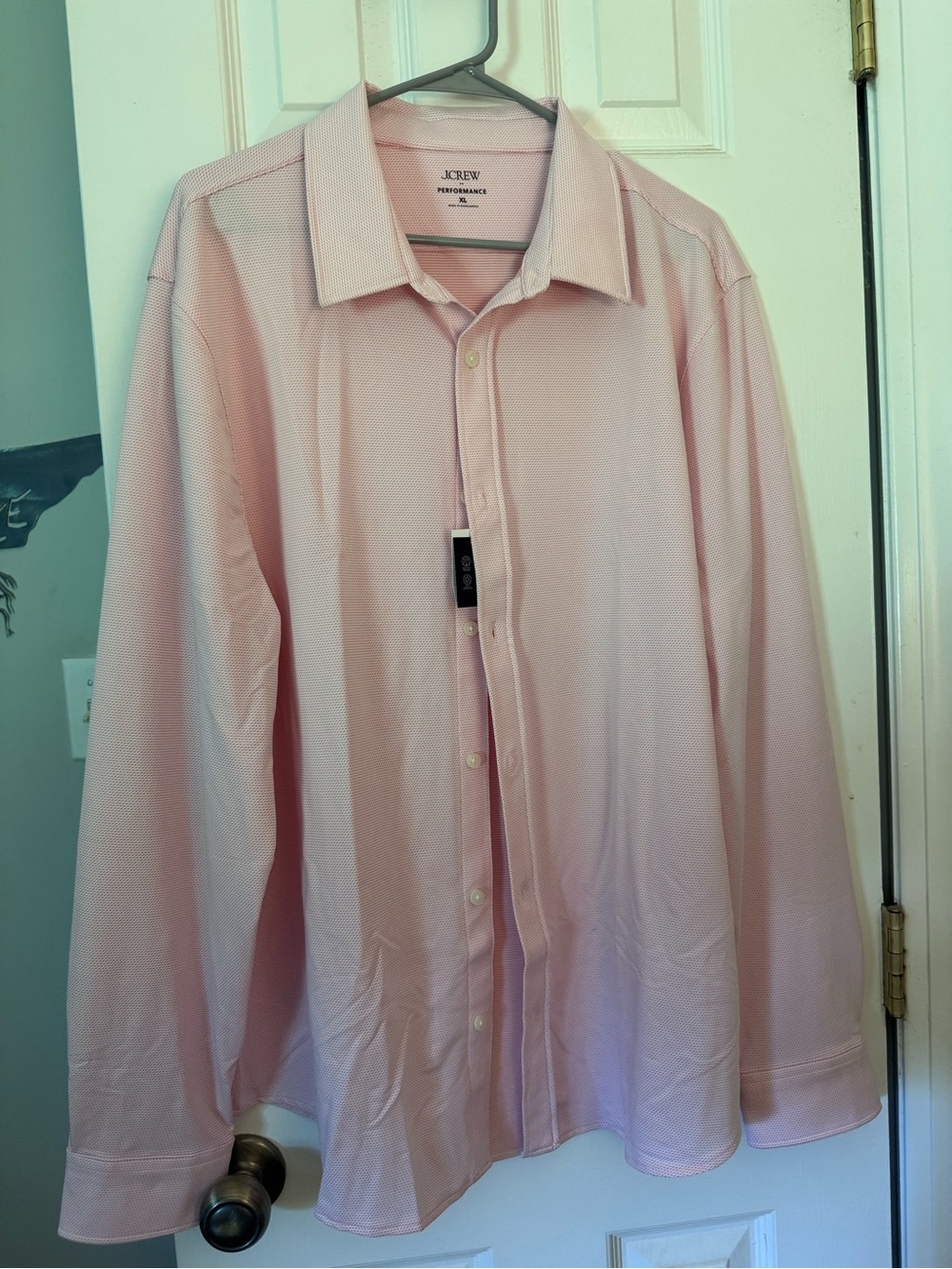 J. Crew Men's Light Pink Pattern performance fabric Dress Shirt